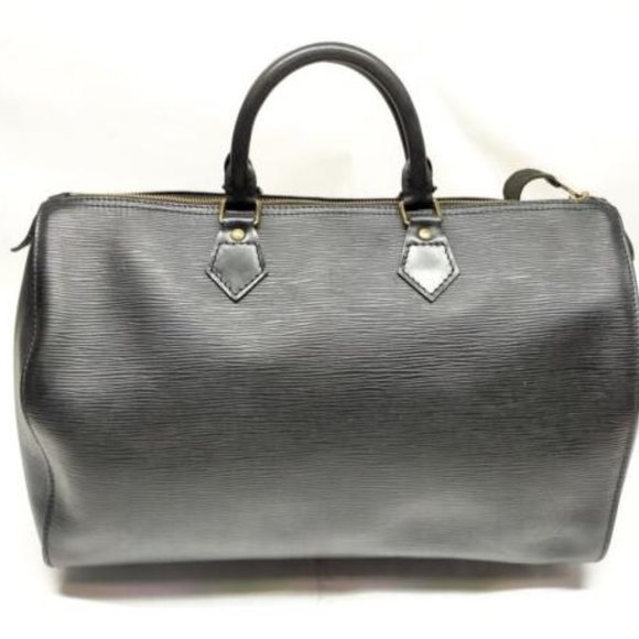 Louis Vuitton Accessories - Vintage Louis Vuitton Epi Speedy 35 Black Leather Satchel Boston Bag Gold LV EUC
